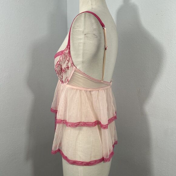 Victorias Secret Cami Tank Top Womens‎ 36C Pink Tiered Babydoll - Picture 2 of 7